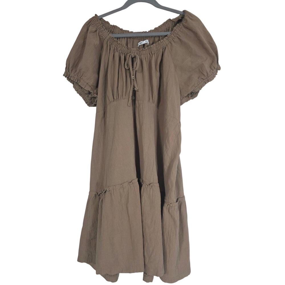 Celebrity Pink Womens XXXL Brown Tiered Mini Dress Puff Cotton Euro Summer